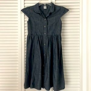 Gymboree button down cotton dress. Denim color with polka dot buttons. Size 12